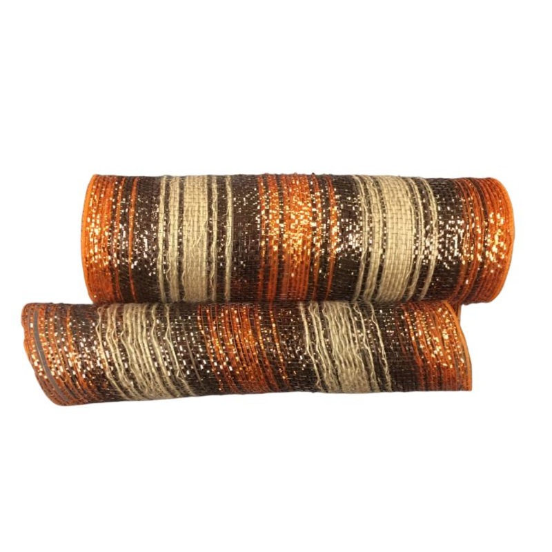 XB99410-38 (25236) – Decor Mesh – 10 x 10yd – Orange/Chocolate/Natural