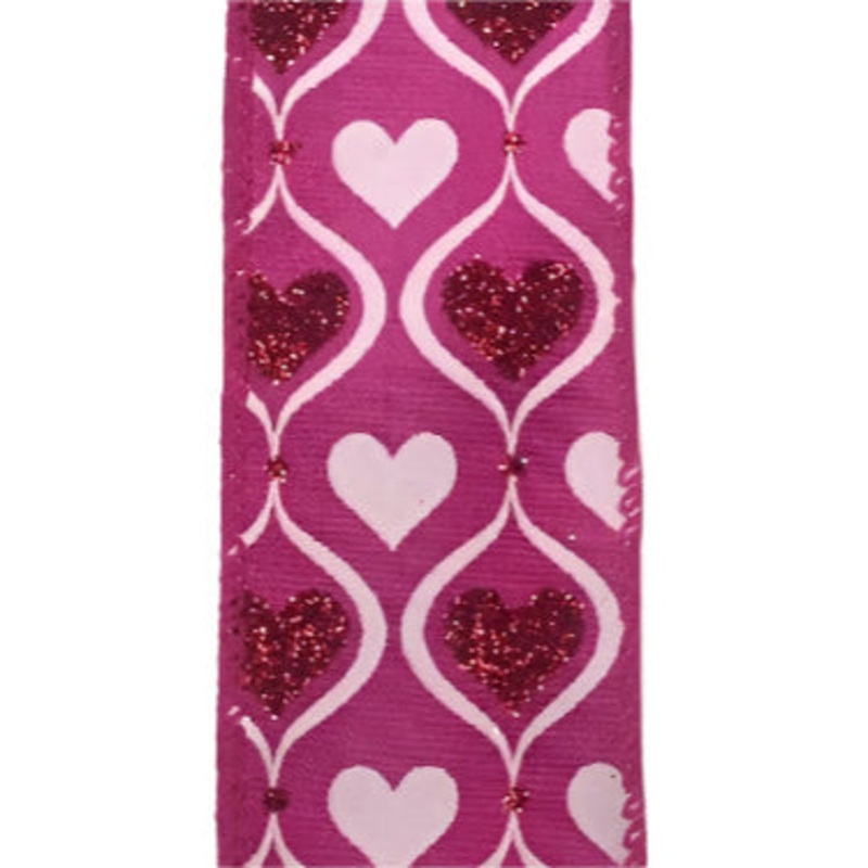 11006-09-28 (28188) – Hourglass Hearts – 1.5 x 10yd – Fuchsia