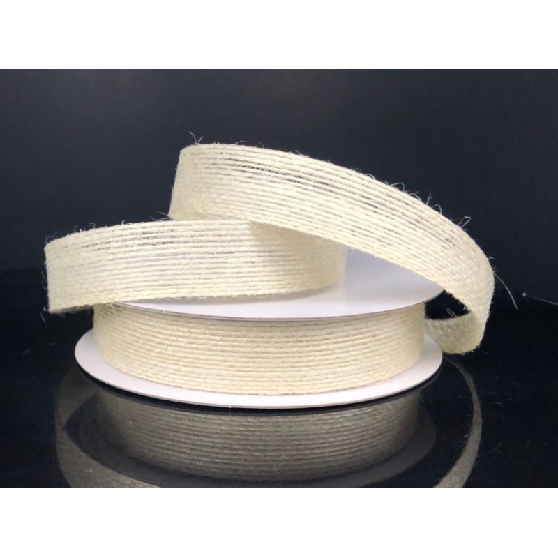 Q440803-18 (28332) – Narrow Burlap 5/8 X 10Y Ivory