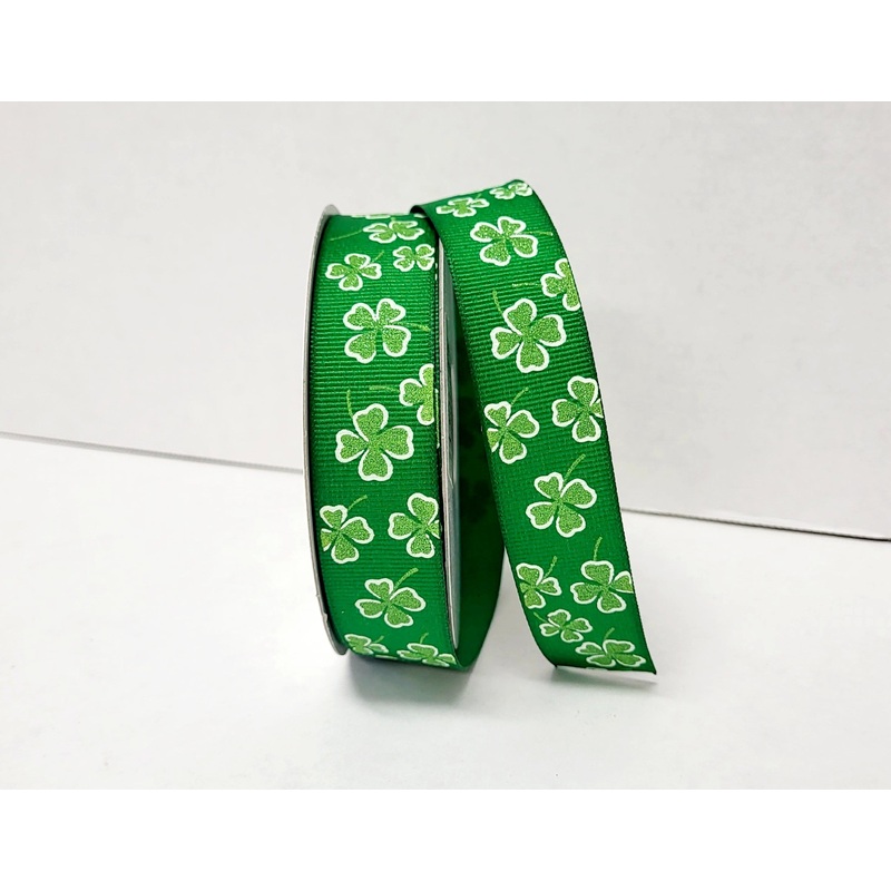 Q940805-06 (26693) – Grn/Wh 4Leaf Clover 5/8X10Yd