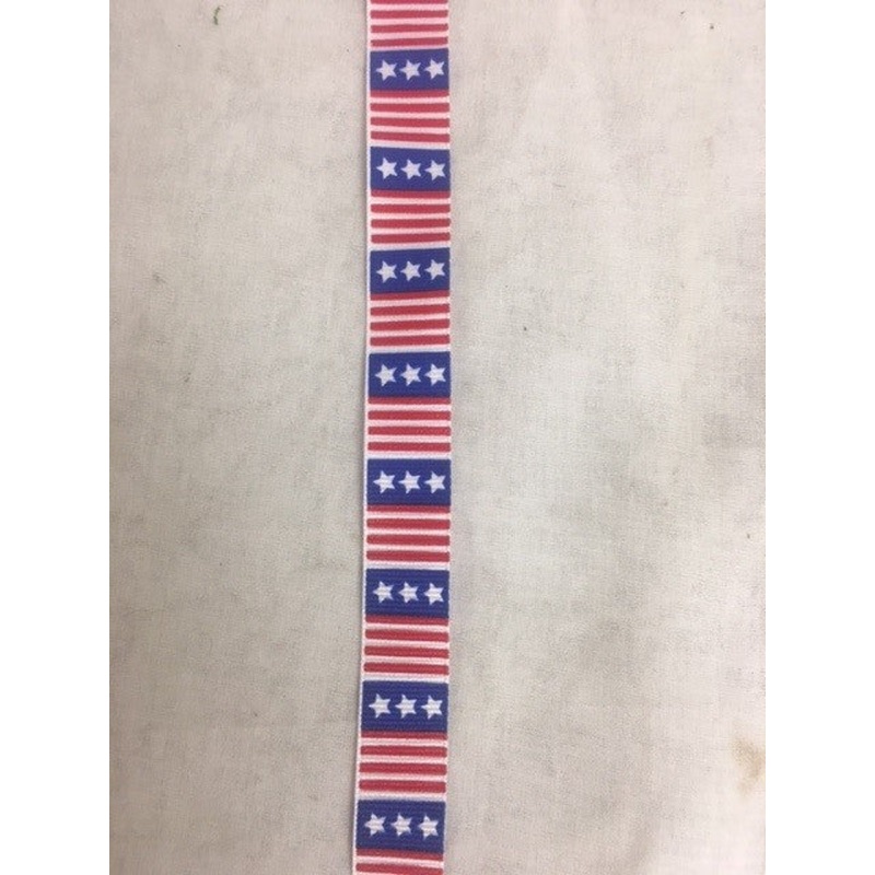 Q941403-74 (26692) – White/Red/Blue Flag Stripes – 5/8 x 10yd