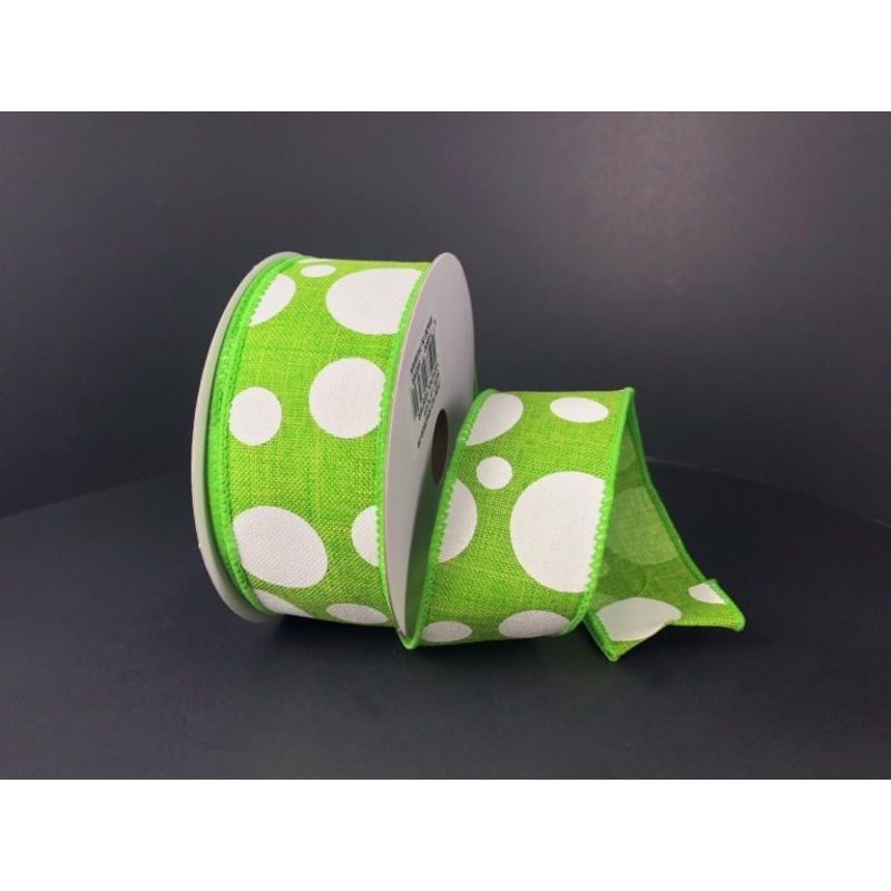 X940609-09 (26703) – Lime Linen/Wht Dots 1.5X10Yd