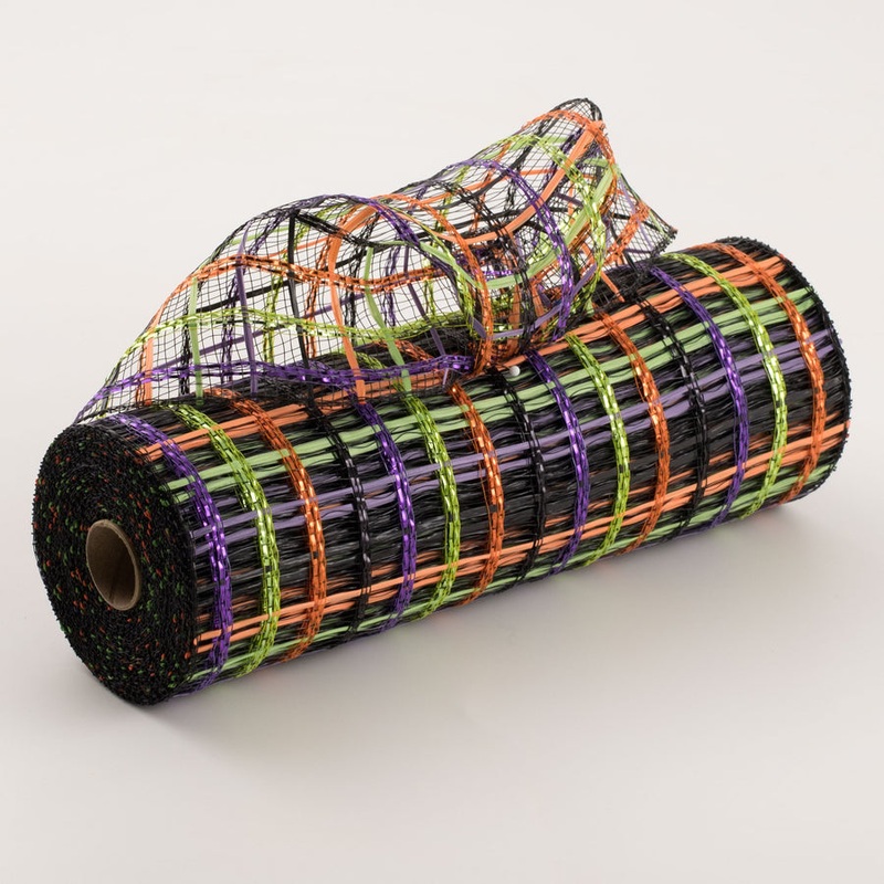 XB104410-20 (28308) – Decor Mesh – 10 x 10yd – Orange/Black/Green