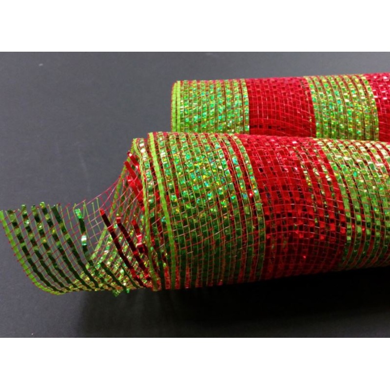 XB94210-10 (24613) – Decor Mesh – 10 x 10yd – Red/Green