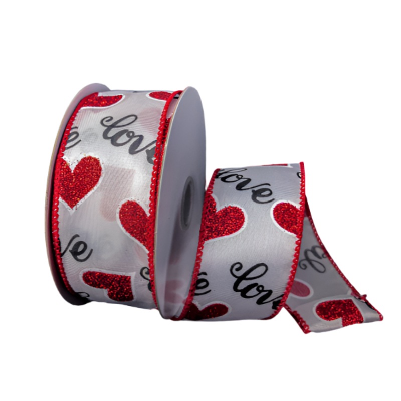 11204-09-01 (29504) – Satin Love Script – 1.5 x 10yd – White/Black