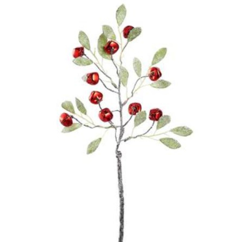 XAS180-RE (28424) – Glittered Jingle Bell Spray 16 Red