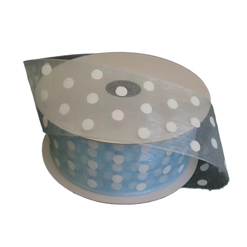 960409-04 (26711) – Blue Sheer/White Dots #9 – 1.5 x 25yd