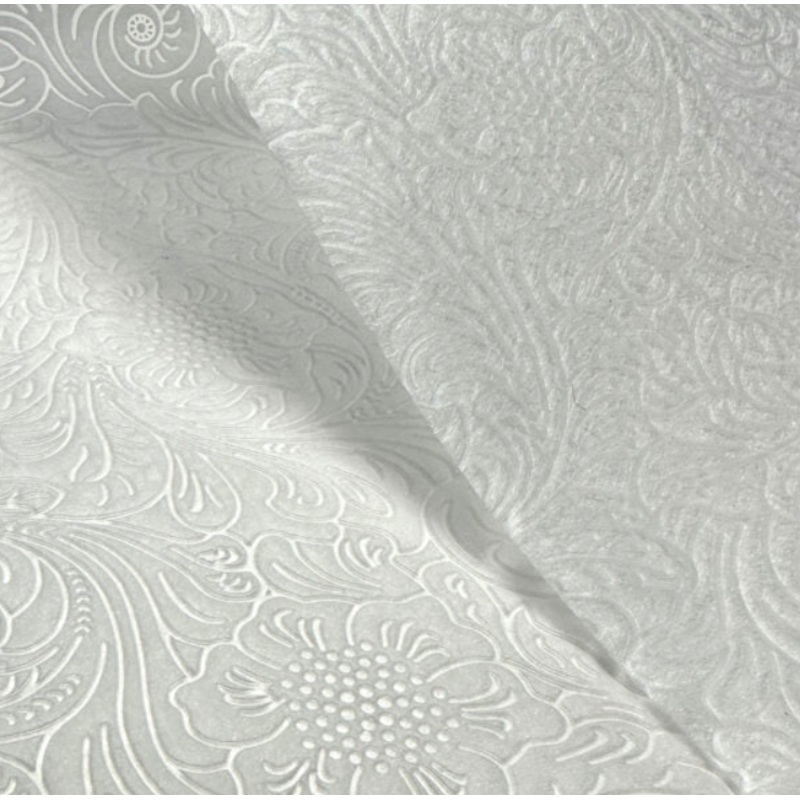 FW20-01 (47) – Flower Embossed Wrap – 20 x 20 Sheets – 100/Pack – White