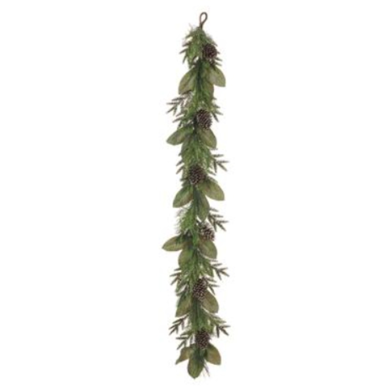 XDG745-GR/BR (31006) – Pine Cone Mixed Pine Garland 6′