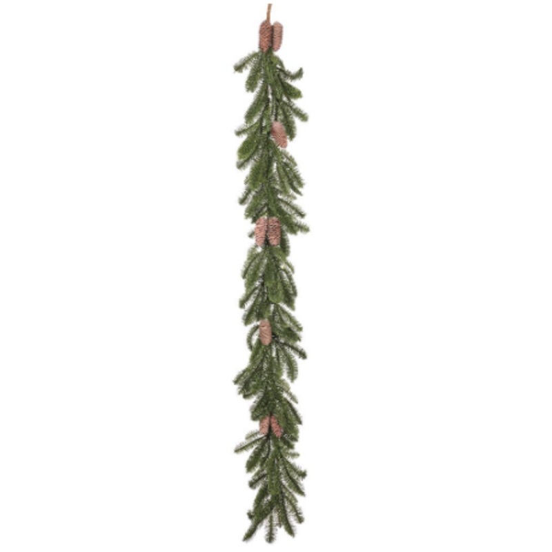 YGP221-GR/BR (32227) – Soft Pine Garland W/ Cone 6′