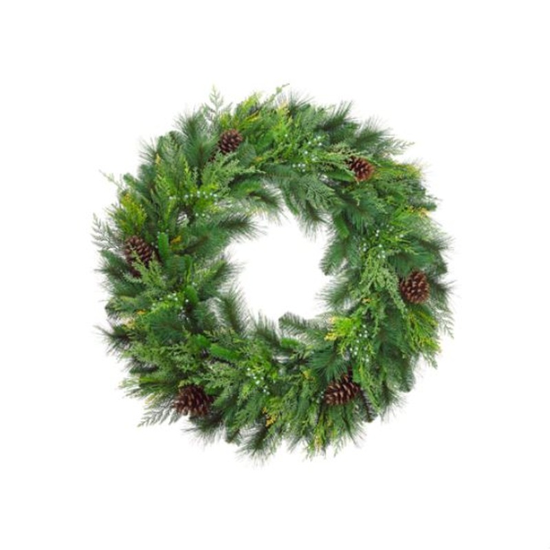 YWP148-GR/BR (30203) – Pine Cone/Berry/Cedar Wreath 36