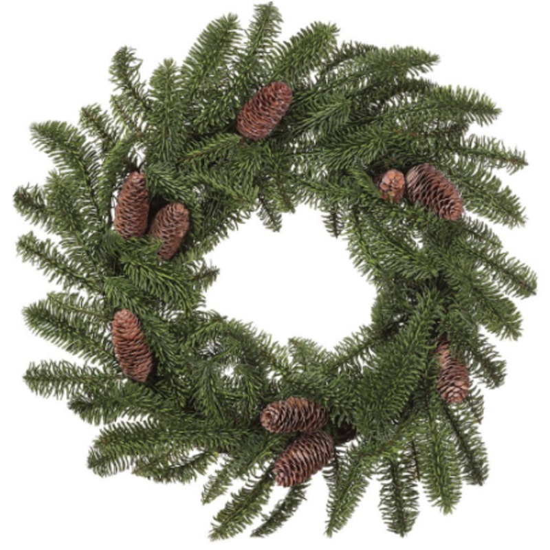 YWP764-GR/BR (32236) – Soft Pine Wreath W/ Cone 24