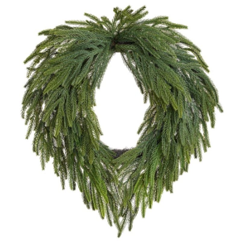 YWW432-GR (32237) – Soft Willow Pine Wreath 24 Green
