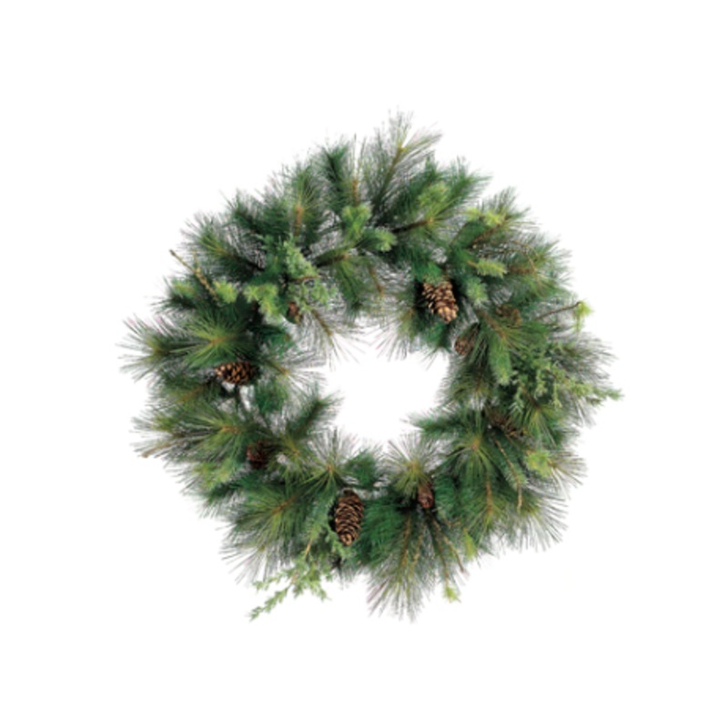 YWX424-GR/BR (31032) – Pine/Cone/Twig Wreath 36