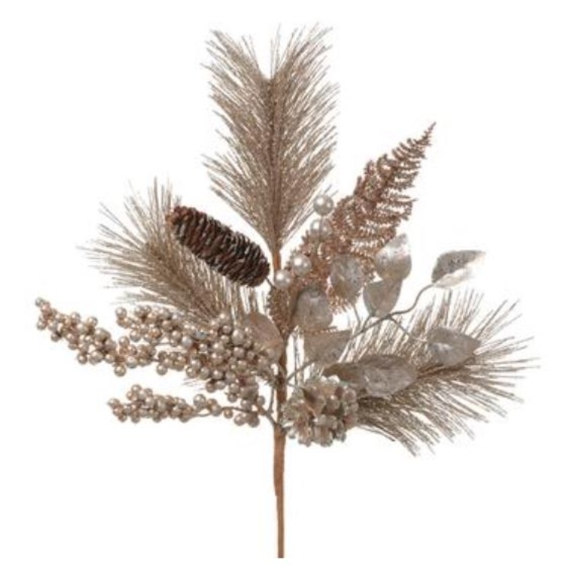 XDS671-GO/RO (28432) – Glittered Berry Pine Spray 1811.90 Rose Gold