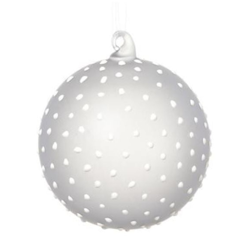 XGM044-GY/WH (30969) – Glass Dot Ball Ornament Gray/White 4