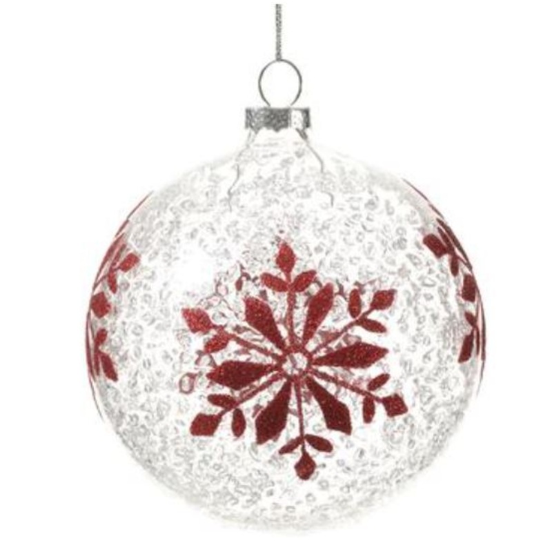 XGM188-RE/CW (30999) – Glass Snowflake Ball Ornament 4