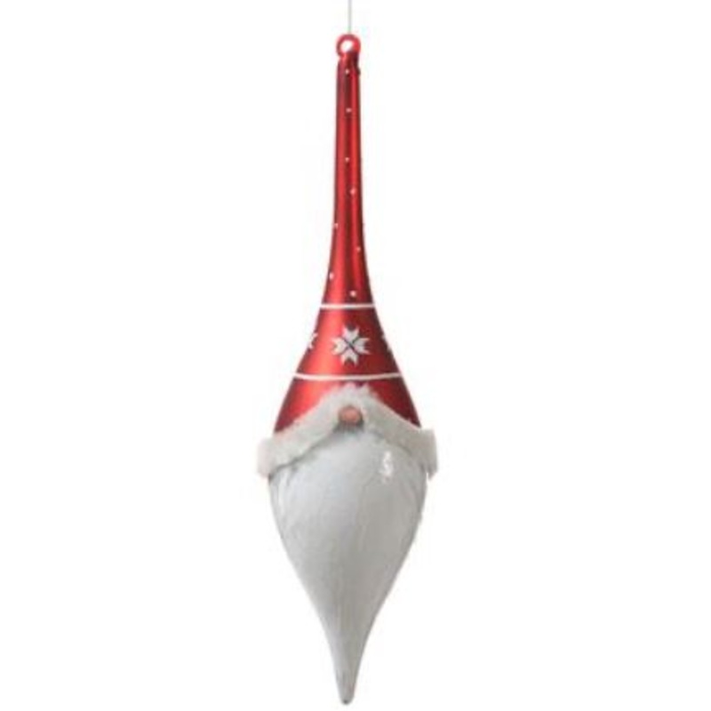XGM206-RE/WH (30102) – Glass Gnome Ornament Red/White 17 REG $37.90
