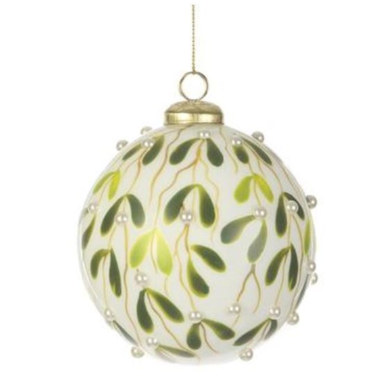 XGM885-GR/WH (30990) – Mistletoe Glass Ball Ornament Green/White 4
