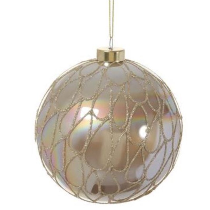 XGN160-GO (31063) – Glittered Glass Ball Ornament Gold 4.75