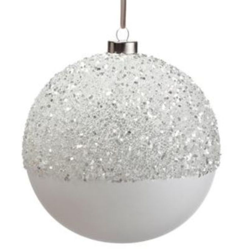 XGN374-WH/GL (30017) – Glittered Glass Ornament White 6