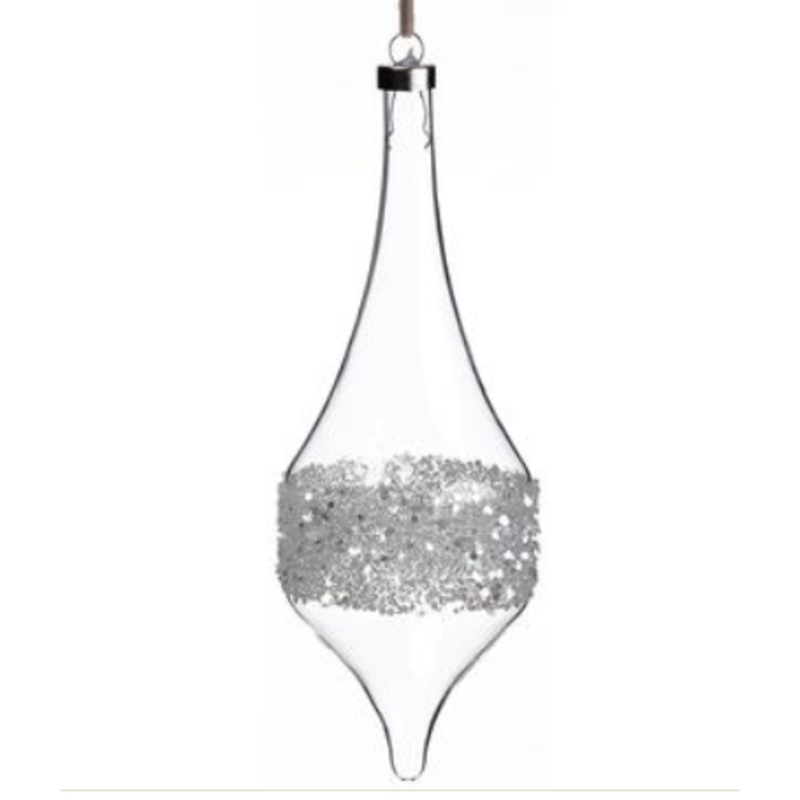 XGN376-CW/GL (27831) – Glittered Finial Ornament Clear 8