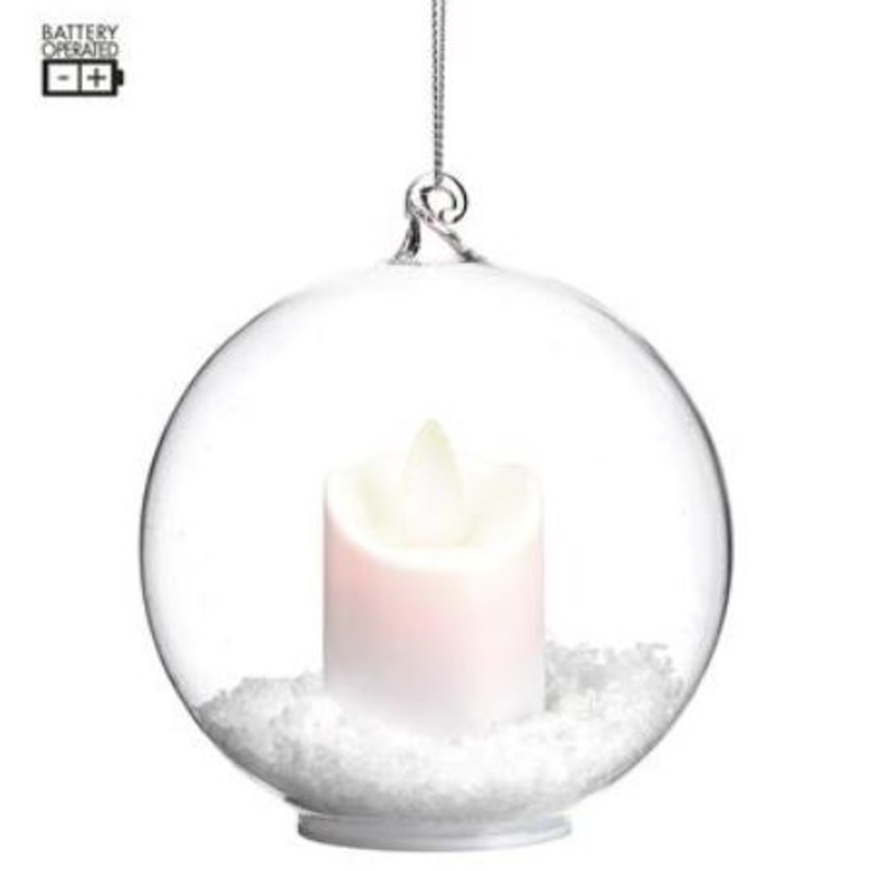 XGN993-WH/CW (30016) – Battery Operated Candle Snow Ball Ornament White/Clear 4