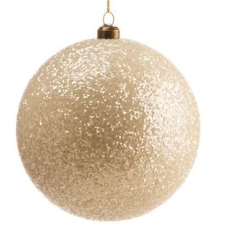 XM0234-CR (29257) – Glittered Plastic Ball Ornament Cream 4.75