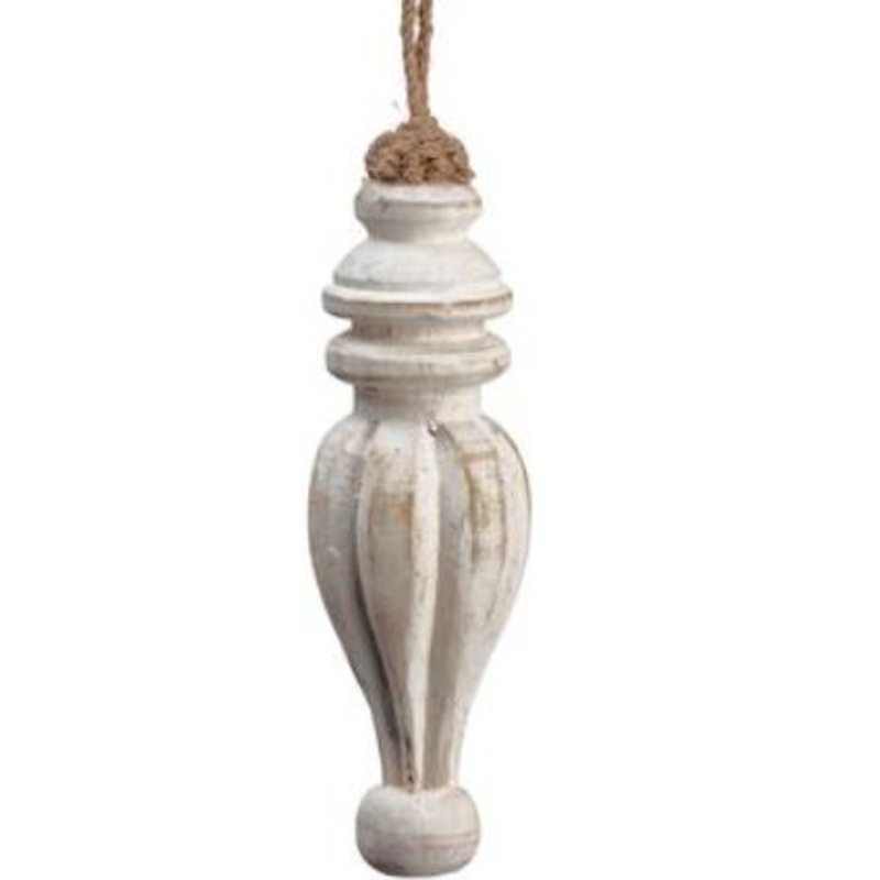 XM0864-WW (29974) – Wood Finial Ornament Whitewashed 6.5