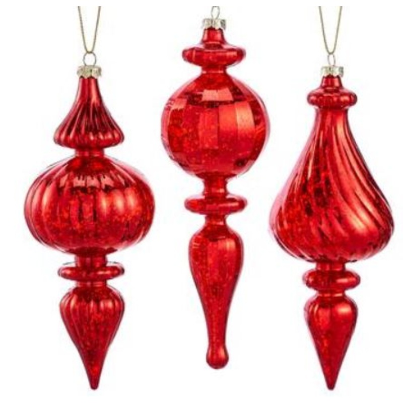 XN0279-RE (30100) – Finial Ornament Red 7-7.75 Set/3