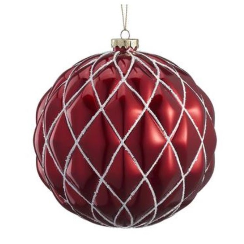 XN4052-RE/WH (30987) – Glitter Plastic Ball Ornament Red 6