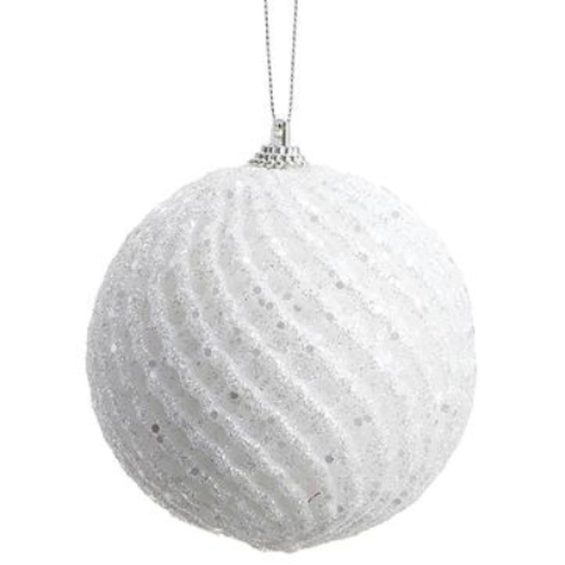 XN5070-WH (27462) – Glittered Ball Ornament White 3.5