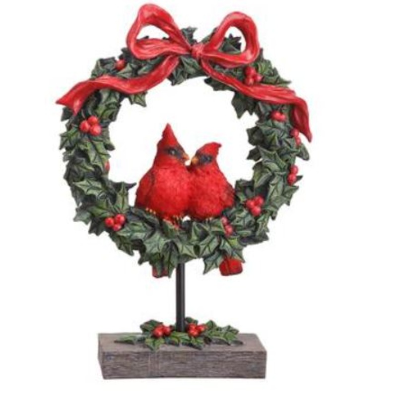 XSI555-RE/GR (27483) – Cardinal Holly Wreath Table Top Red/Green