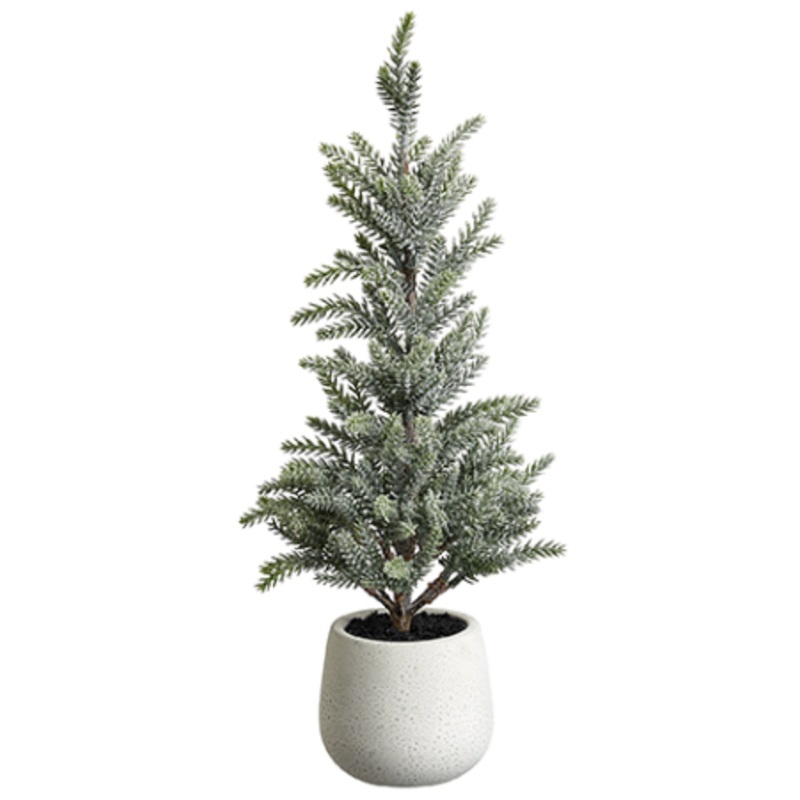 YTM866-GR/IC (27490) – Glittered Pine Tree In Terra Cotta Pot Green/Ice 17