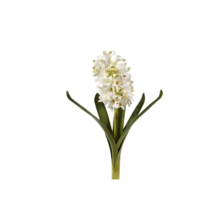 95650.WH (4002) – Hyacinth With Leaves 12.5 White