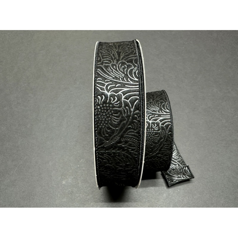 984209-21C (00062) – Flower Embossed Breeze #9 – 1.5 x 50yd – Black
