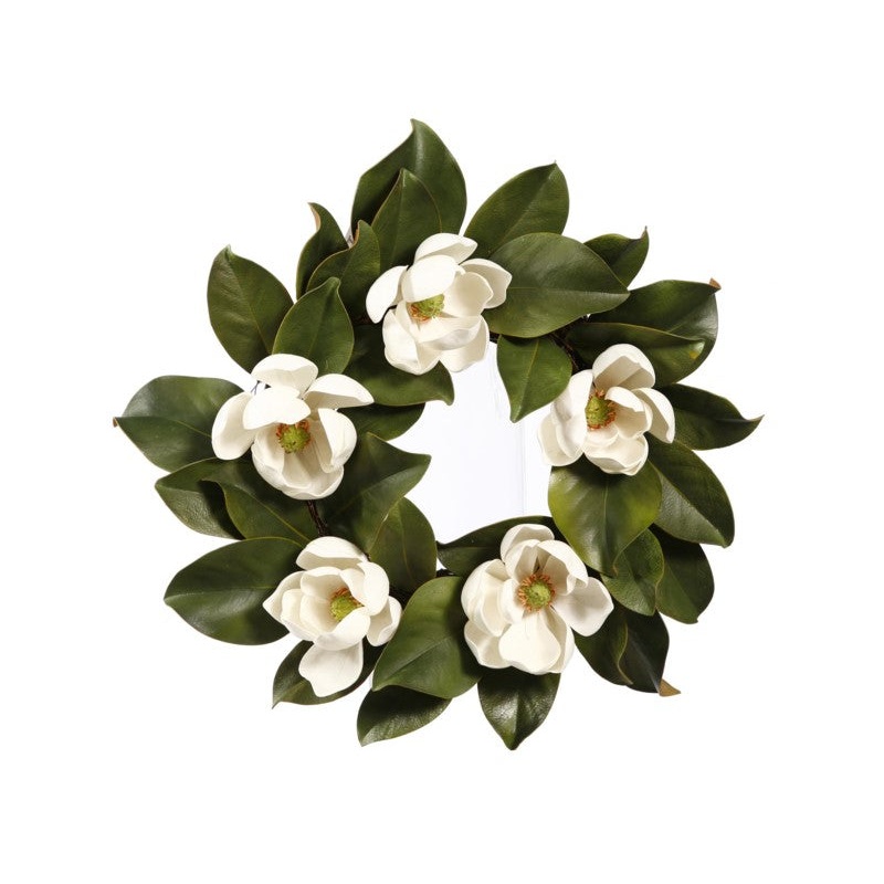 P4206.WH (27354) – Magnolia Wreath W/Flowers 16