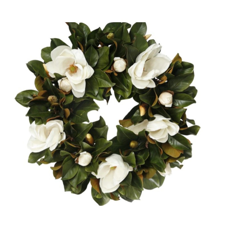 P91661.WH (26524) – Magnolia Wreath W/Flower 30