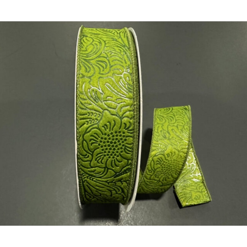 984209-08C (00208) – Flower Embossed Breeze #9 – 1.5 x 50yd – Moss