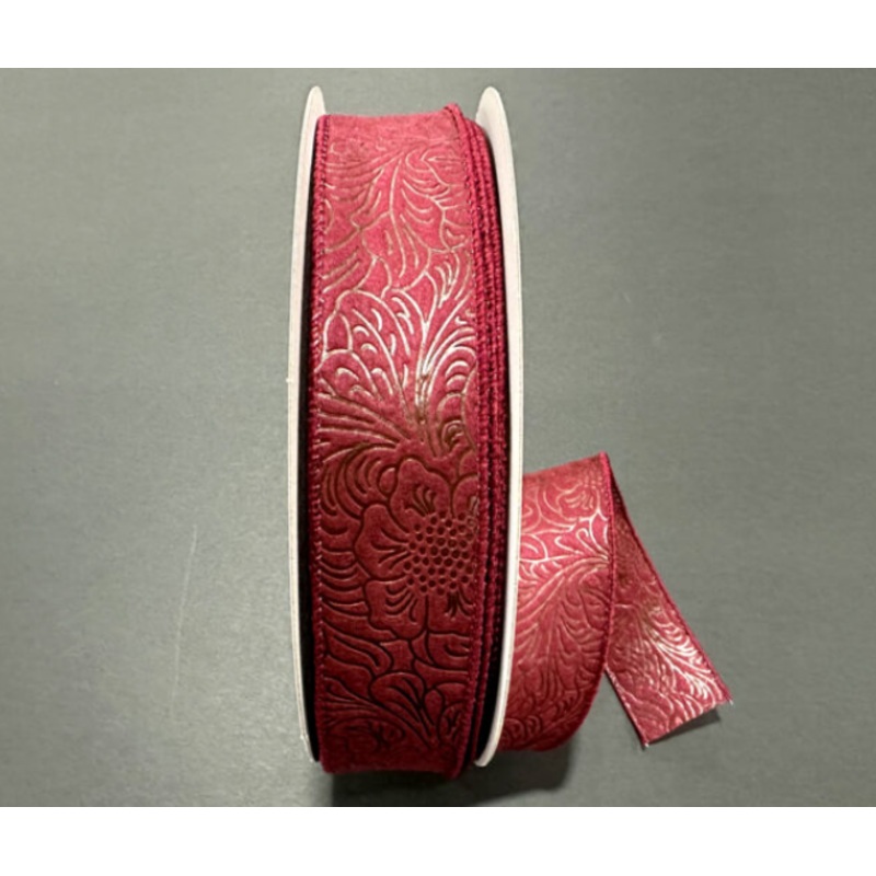 984209-10C (00209) – Flower Embossed Breeze #9 – 1.5 x 50yd – Burgundy