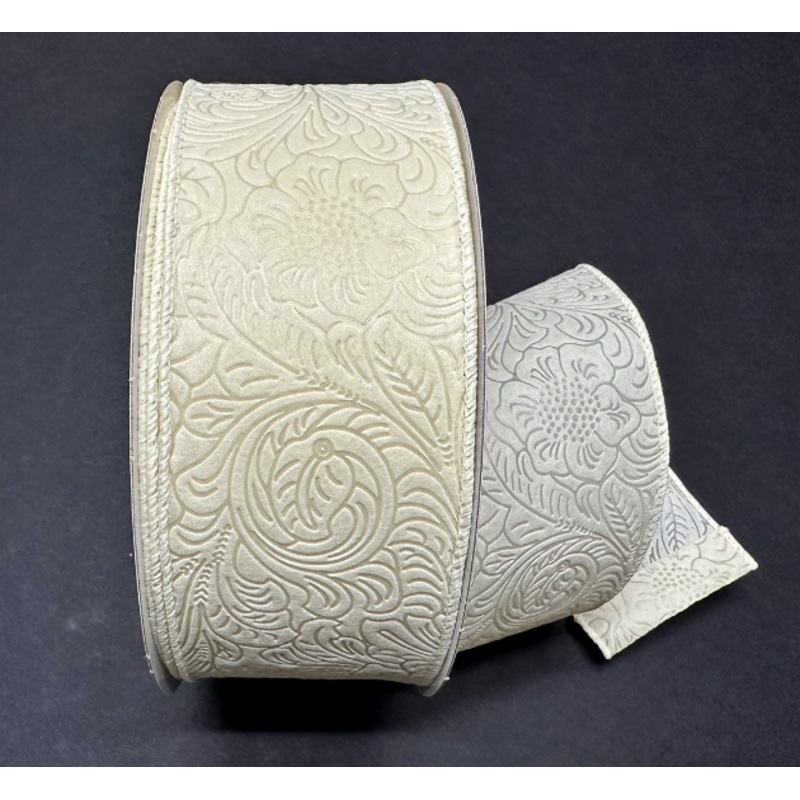 984240-18C (00214) – Flower Embossed Breeze #40 – 2.5 x 50yd – Ivory