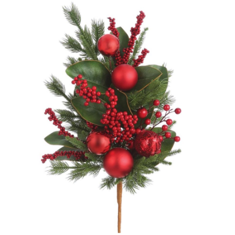 XDS330-RE/GR (00304) – Ornament Ball Berry Pine Spray 26