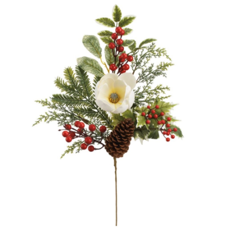 XDS511-WH/RE (00305) – Magnolia/Berry/Holly Pine Spray White/Red 26