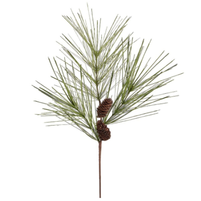 XDS773-BR/GR (00270) – Flocked Needle Pine Spray With Cone 28