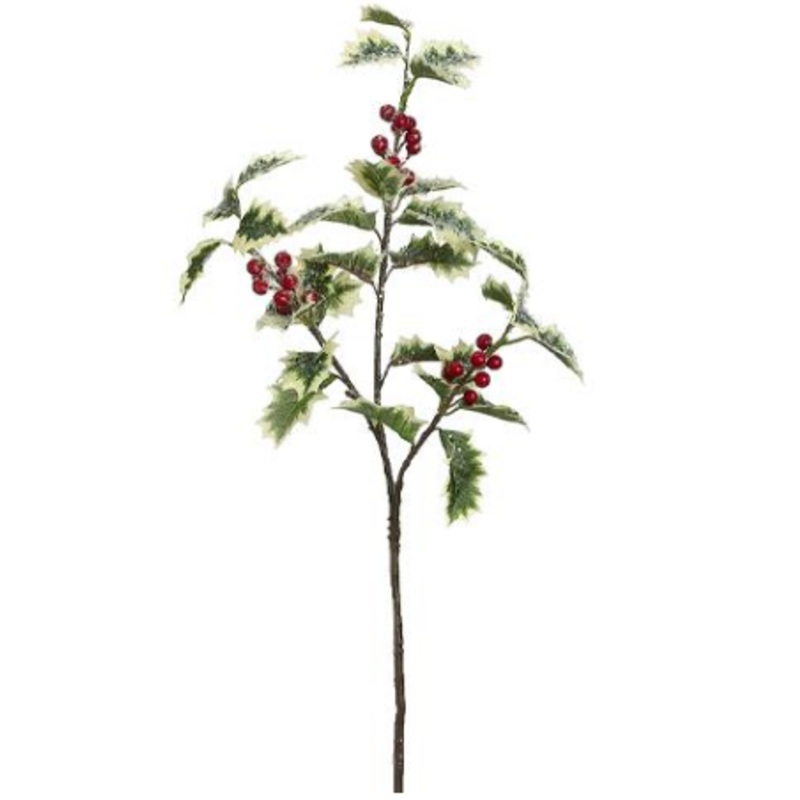 XFI096-VG/IC (00416) -Iced Holly Spray W/Berry Variegated Ice 28