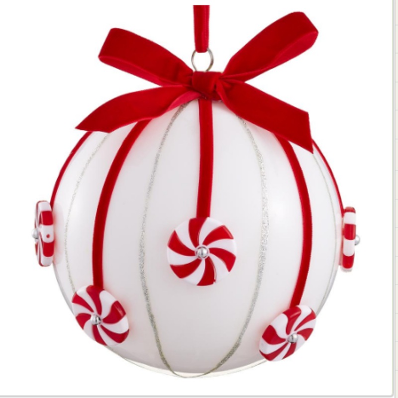 XGM193-WH/RE (00289) – Candy Glass Ball Ornament Red White 6