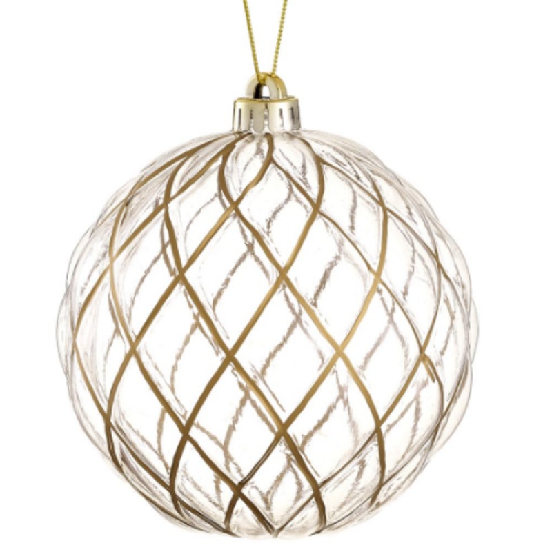 XM2225-CW/GO (00294) – Plastic Ball Ornament Clear Gold 6