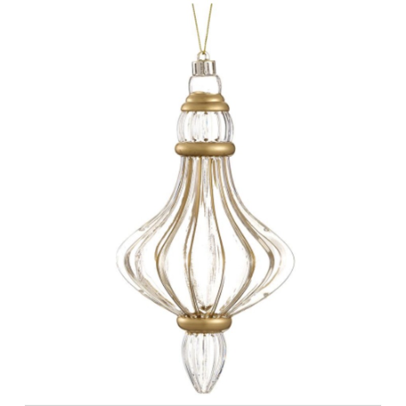 XM2226-CW/GO (00295) – Plastic Finial Ornament Clear Gold 8.5