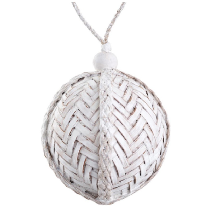 XM5193-WW (00438) – Rattan Ball Ornament 3 Whitewashed