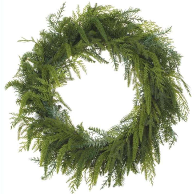 YZCMAW-25 (00335) –  Soft PE Cedar Mix Pine Wreath 25 Green